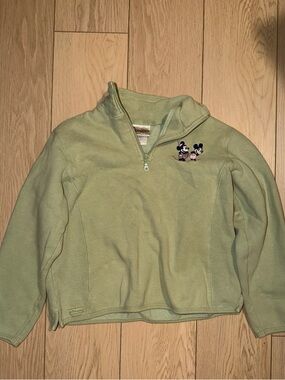 Vintage Disney Light Green Kids Zip-Up Fleece Sweatshirt